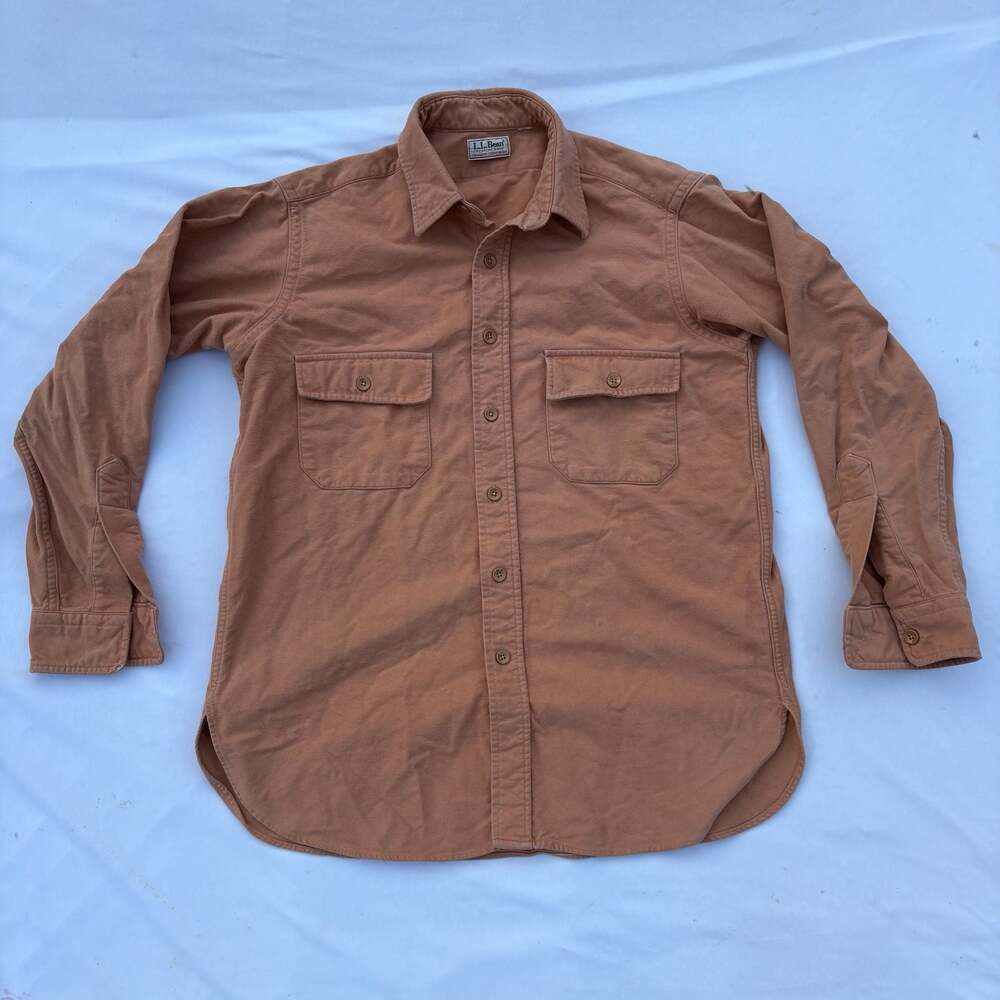 L.L. Bean Chamois Cloth Shirt Orange Brown Long Sleeve Button Down